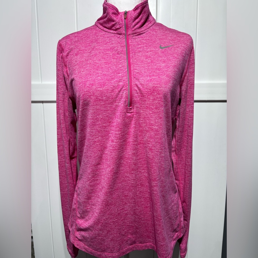 Nike pink dri-fit half zip long sleeve running shirt